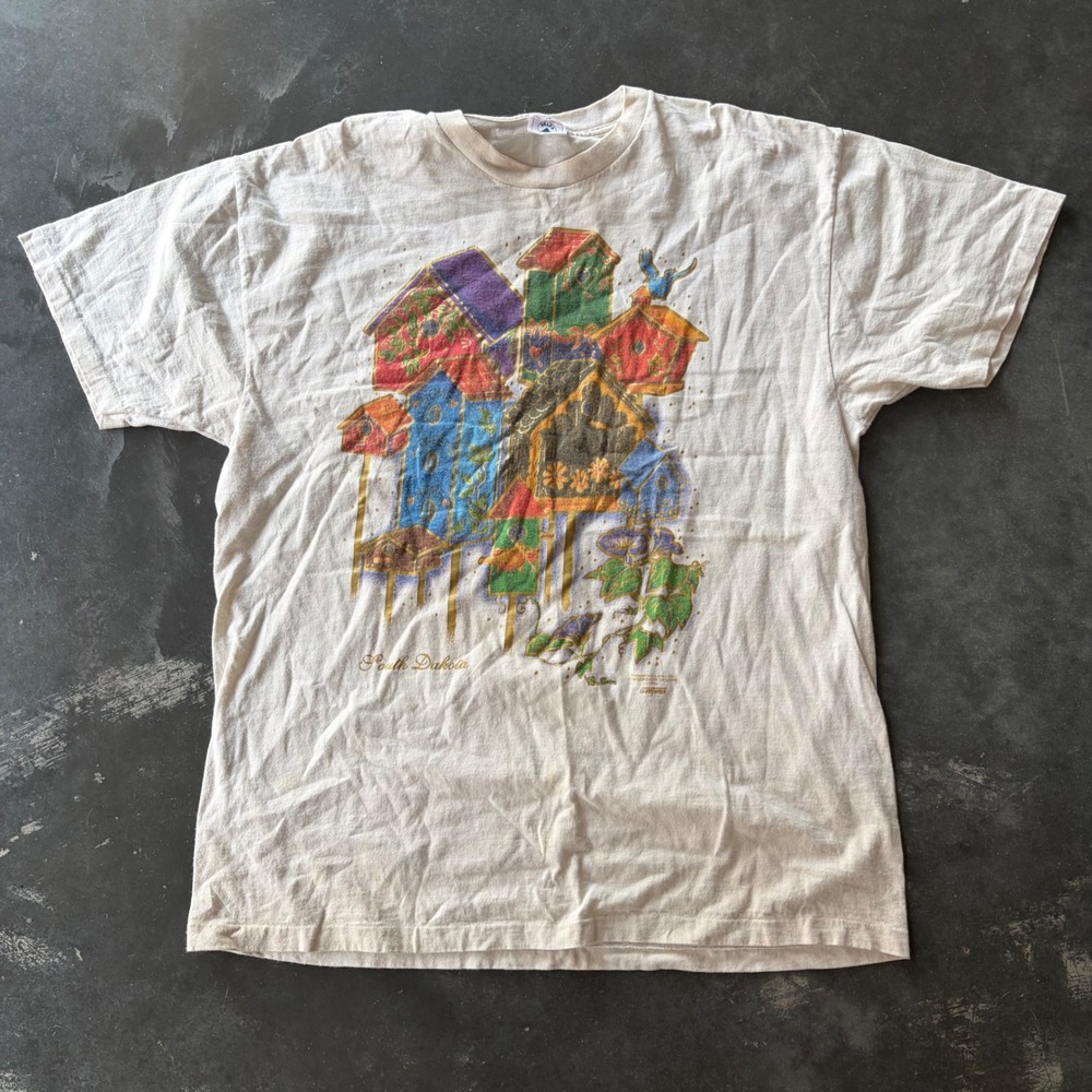 Vintage Delta South Dakota Birdhouse Graphic T Shirt Mens XL Made in USA